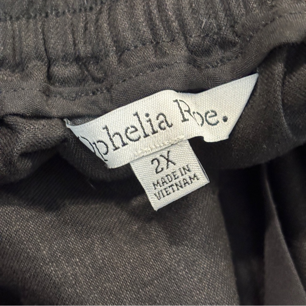 Ophelia Roe Wide Leg Black Linen Blend Pants NWT Size 2X Stretch Womens - Picture 4 of 8